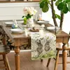 Easter Bunny Eggs Butterfly Floral Linen Table Runner Holiday Party Decor Spring Kitchen Dining Table Runner Easter Decorations 3