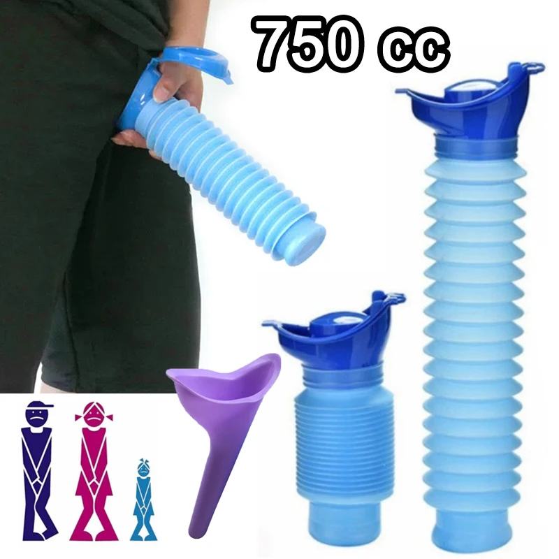 Portable Urinal Women Urinal Female Pee Funnel Male Urinal 750ml Portable Adult Urinal Car Urination Pee Soft Toilet Outdoor Camping Travel Urine Toilet Urinal for Men Female