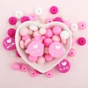 34Pcs/Set Silicone Beads I Love Mum and Dad Round Chew Beads Set Food Grade For Jewellery Making DIY Pacifier Chain Accessories 6
