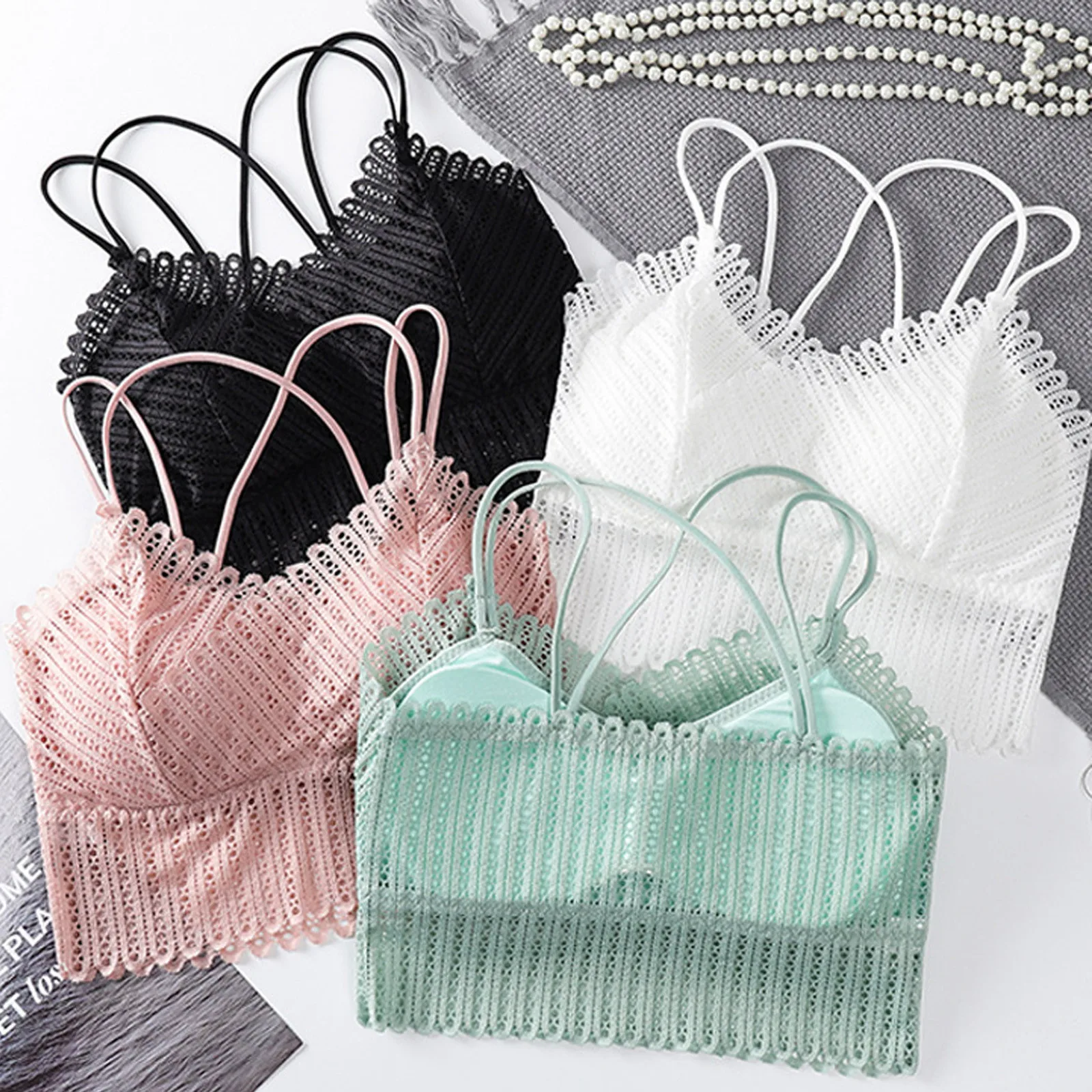 Women's Seamless Bra Tube Tops Beauty Back Bralette Sexy Lace Padded Bra Women Underwear Sexy Lingerie Push-Up Bras Crop Tops