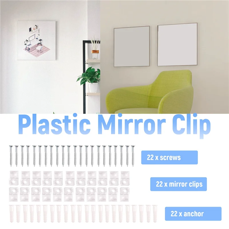 A25I-22 미러 홀더 클립 키트 세트 크리스탈 투명 플라스틱 미러 클립 미러 홀더 클립 유리 리테이너 클립 키트