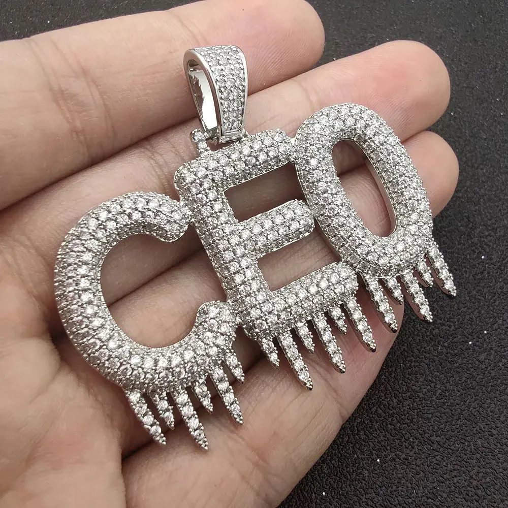 New Hip Hop Icicle Stitching Custom Letter Necklace Ice Out Bling Letter Pendant