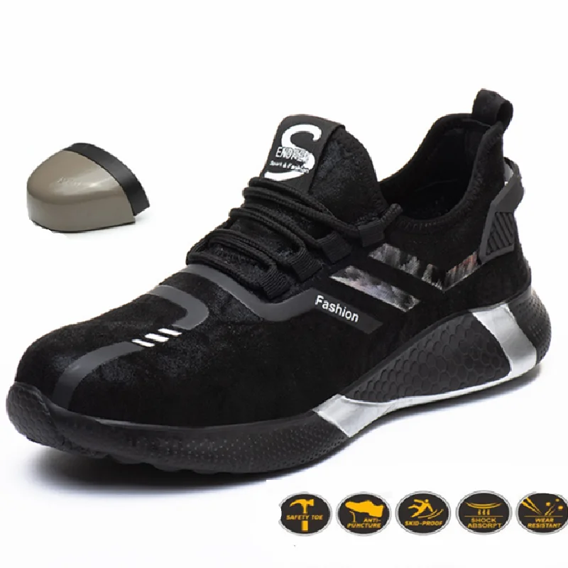 

Pop Designer Men's Work Safety Shoes Breathable Wear-resistant Anti-smash and Anti-puncture Brand Building Work Boots