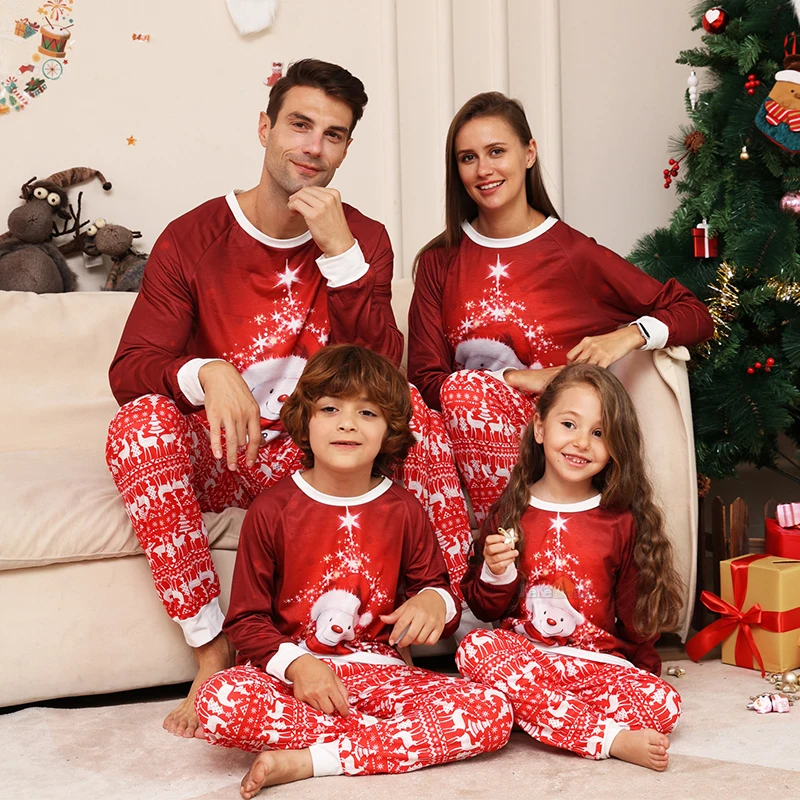 thumbnail image 2 of Pijamas a juego para toda la familia de Navidad 2024, pijamas con estampado de muñeco de nieve y alce para adultos y niños, ropa de dormir, pijamas, ropa para perros, 2 of 5
