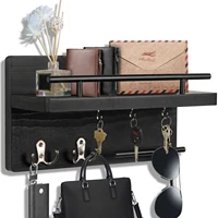 OurWarm Key Holder Wall decor with 5 Hooks, Mounted Hangers Rack, Wood Mail Organizer Shelf, Entryway Hallway Mudroom Office 1
