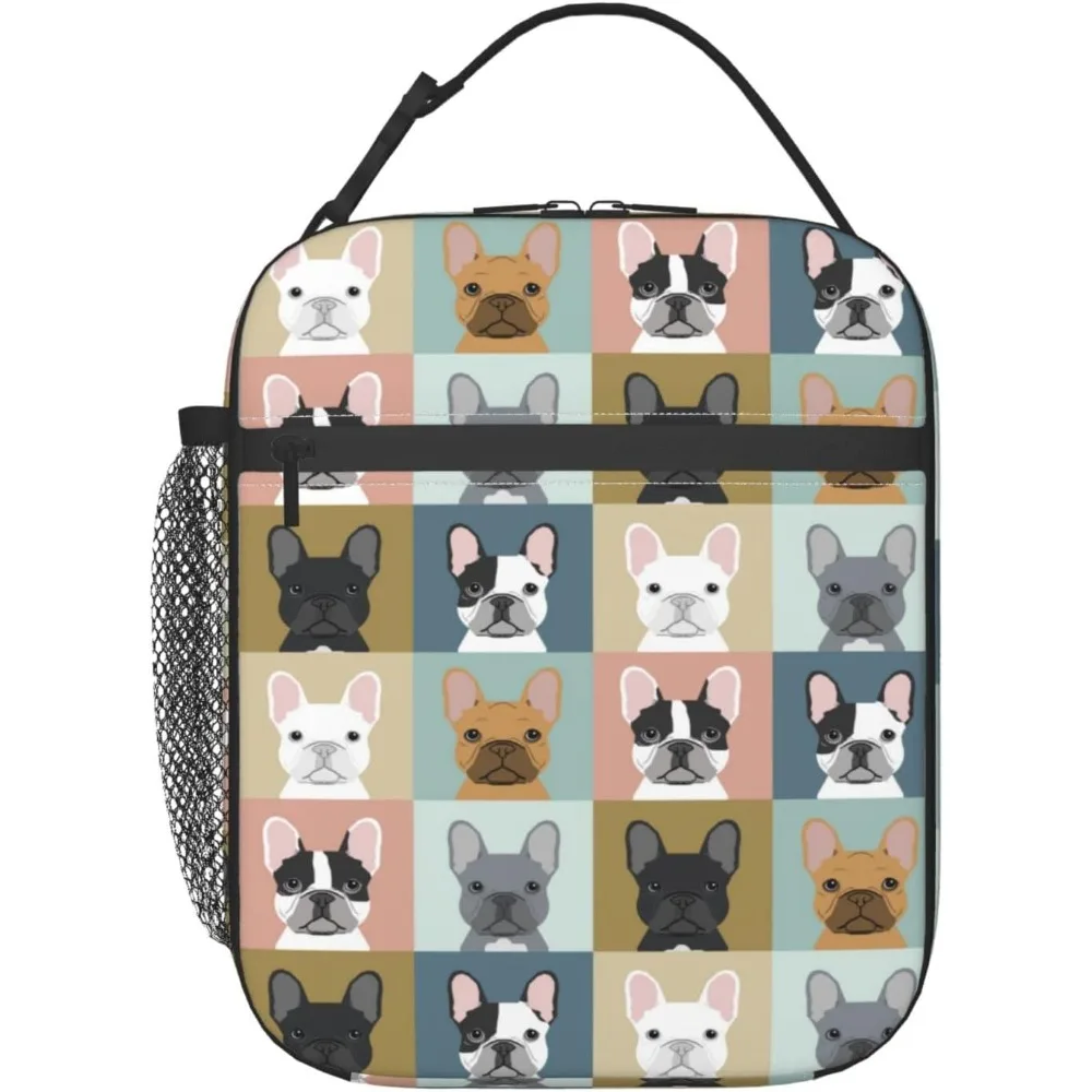 

French Bulldog Pattern Lunch Bag Insulated Lunch Box For Women Men Boys Girls,Durable Portable Adult Cooler Lunch Tote