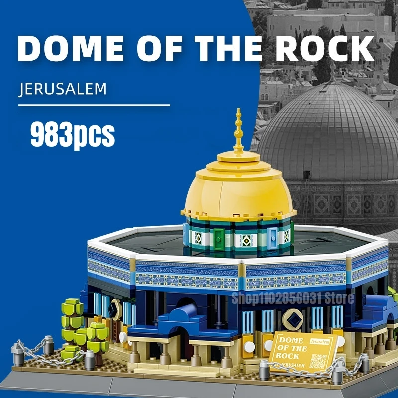 

983pcs MOC Jerusalem Dome of The Rock Mosque Building Blocks Mini Blocks World Architecture Model Toys Birthday Gift