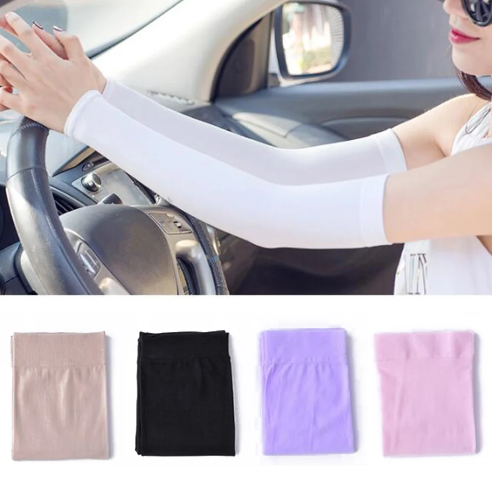 

1pair Ice Sleeve Arm Cover Men Women Arm Sleeves Summer Sun UV Protect Outdoor Driving Arm Cover Solid Color Oversleeve Cuff