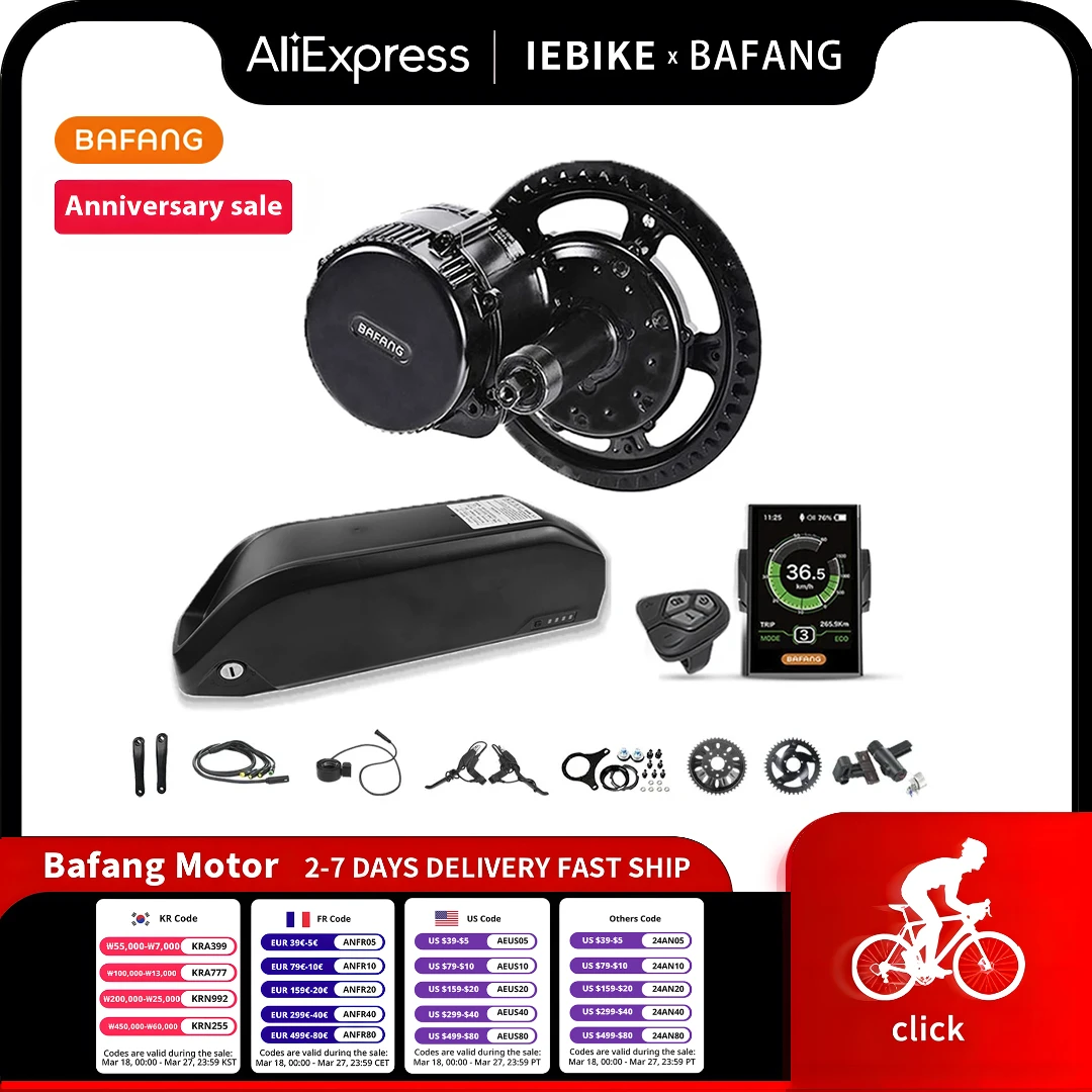 Комплект для электровелосипеда Bafang, 36 В, 250 Вт, с батареей BBS01 BBS01B Ач