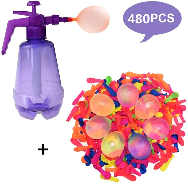 Funny Water Balloon Pumping Station with 480 Water Balloons and Water Pump Inflation Ball for Kids Birthday Bomb Random Color 1
