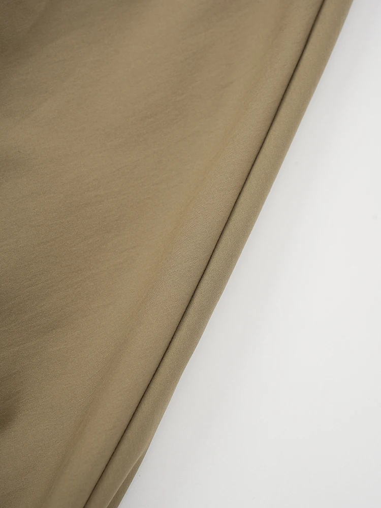[EAM] High Elastic Waist Khaki Pocket Shaped A-line Casual Half-body Skirt Women Fashion Tide New Spring Autumn 2026 CPG2082