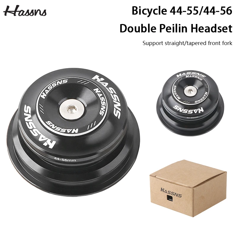 Bicycle Tapered Headset HASSNS 44-55/44-56 Mountain Bike Steering Bearings Integrated 1 1/8 Steering Box