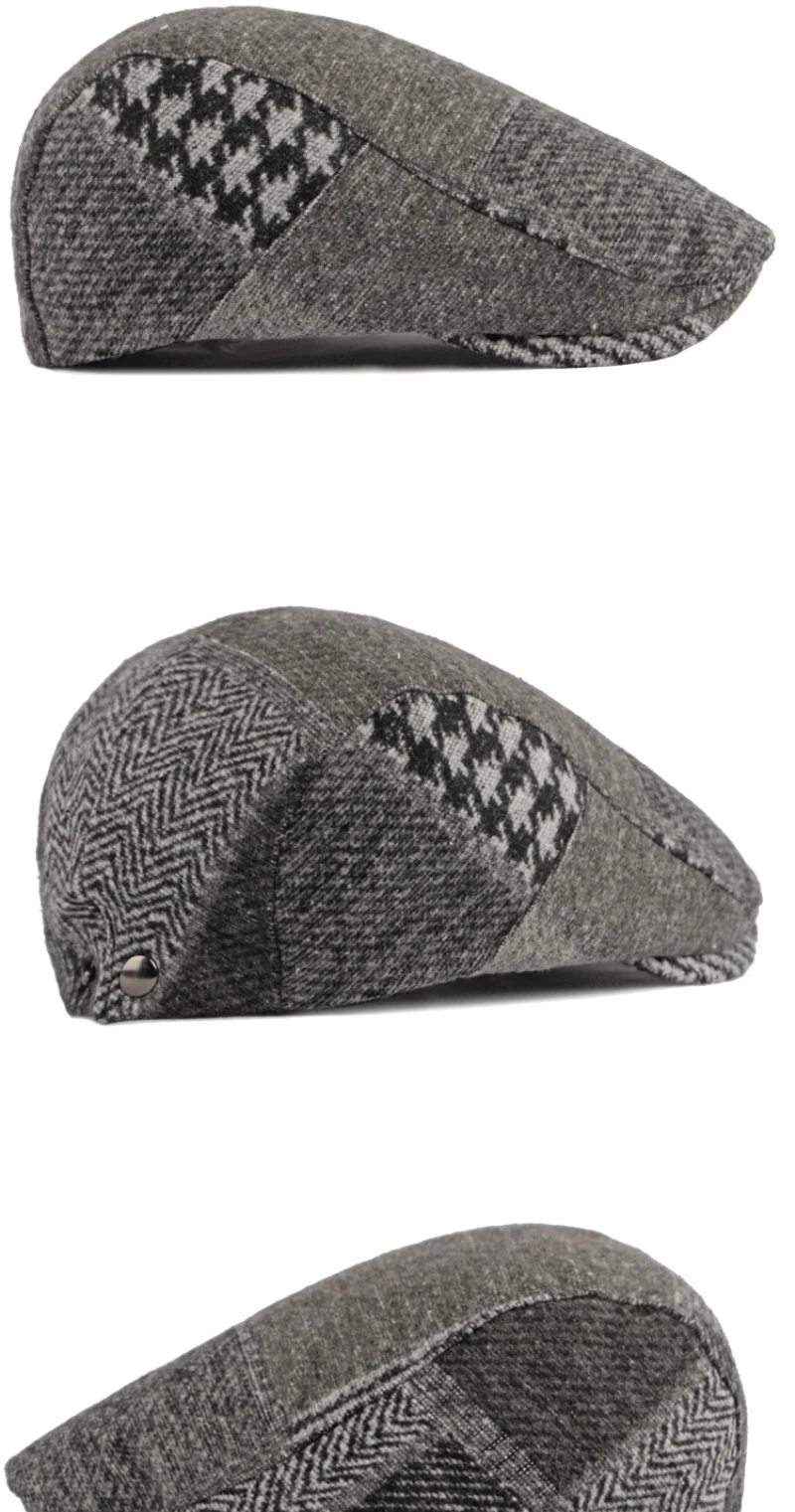 HT4091 Männer Frauen Baskenmütze Mütze Herbst Winter Hut für Männer Frauen Plaid Baskenmütze Hut Einstellbare Ivy Flache Kappe Künstler Hut Männlich Weiblich Berets – Detail 8
