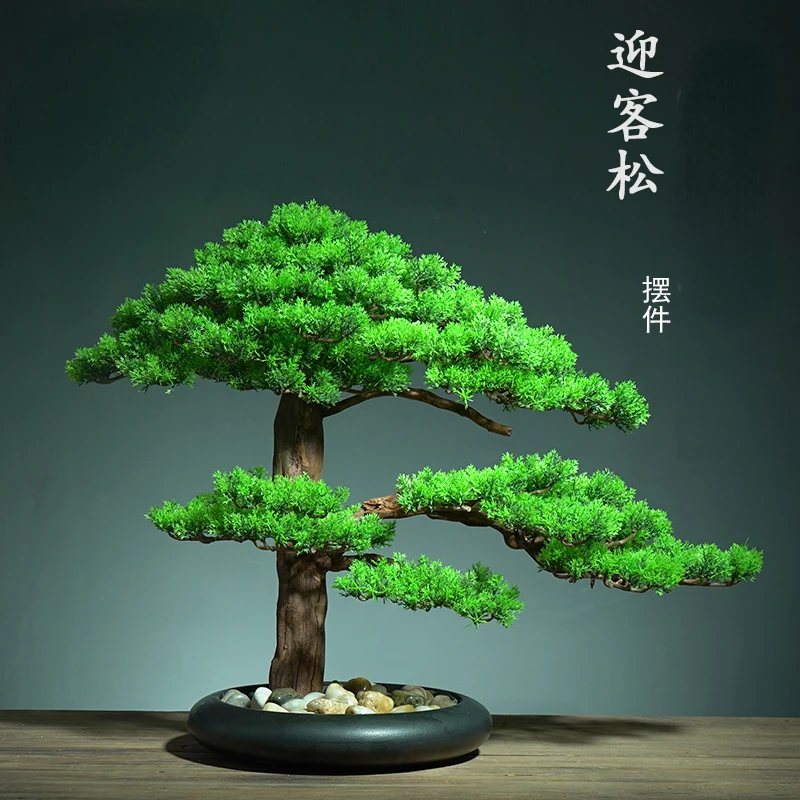 

Simulation welcome pine bonsai office ornaments, green plant, entrance desktop hotel, creative modern soft decorations