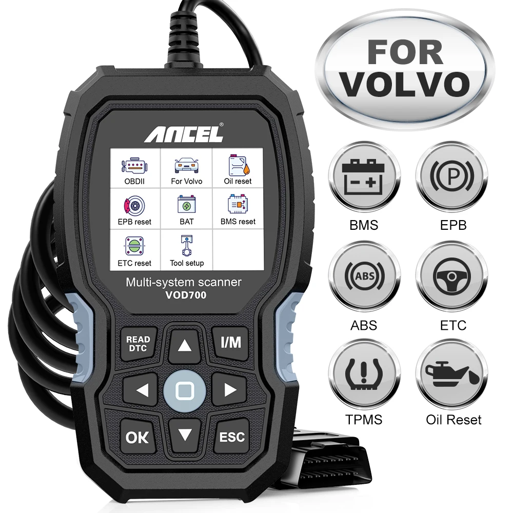 Ancel Vod700 Scanner Obd2 Per Scanner Volvo Obd2 Tutti I Sistemi Lettore Di Codici Per Auto Strumento Di Scansione Diagnostica Olio Abs Bms Epb Tpms D