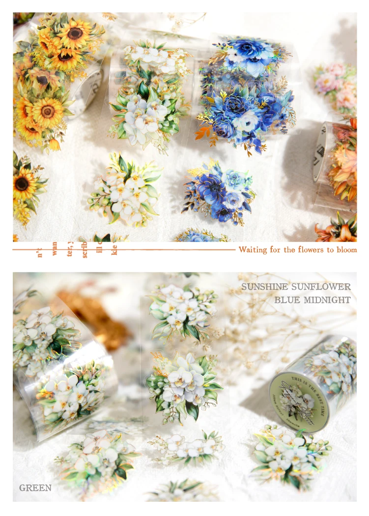 Journal GO 5 x 200 cm Blumenband, duftendes Blumenladen für Scrapbooking, Collage, Junk Journal, Abdeckband, Kartenaufkleber, Schreibwaren – Detail 9
