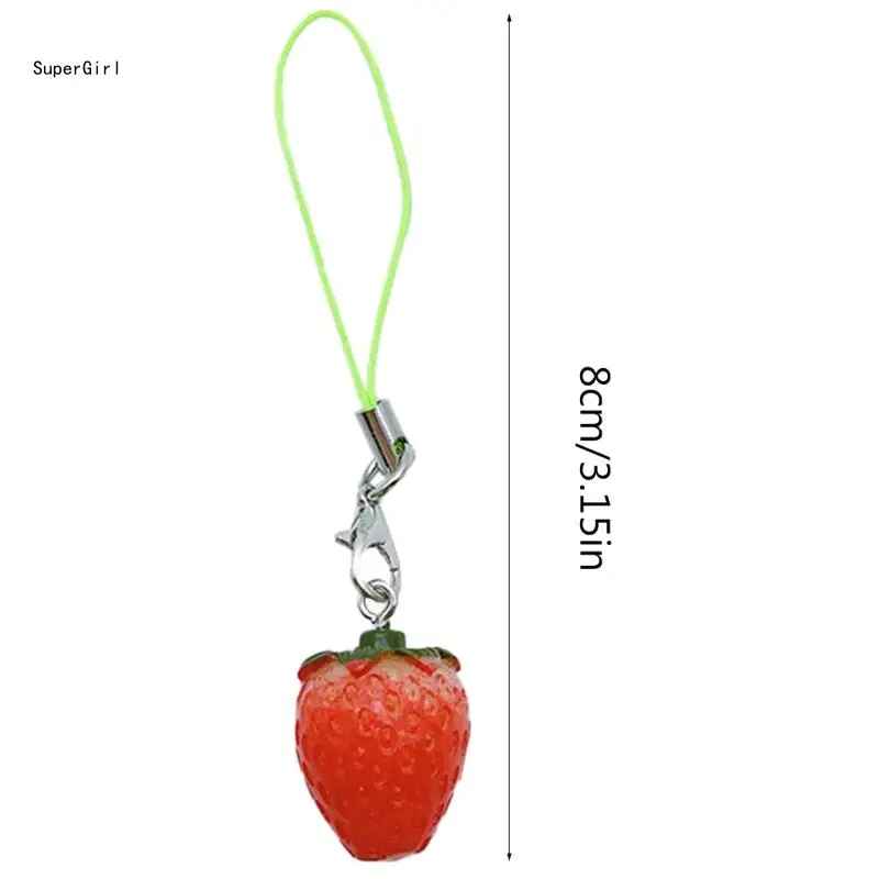 KASFDBMO Frutta Fragola Nappe Telefono Shell Catena Romanzo Telefono Cordino Del Telefono Smalto Colorato Perline Portachiavi Telefono Cordino Decorazione, C