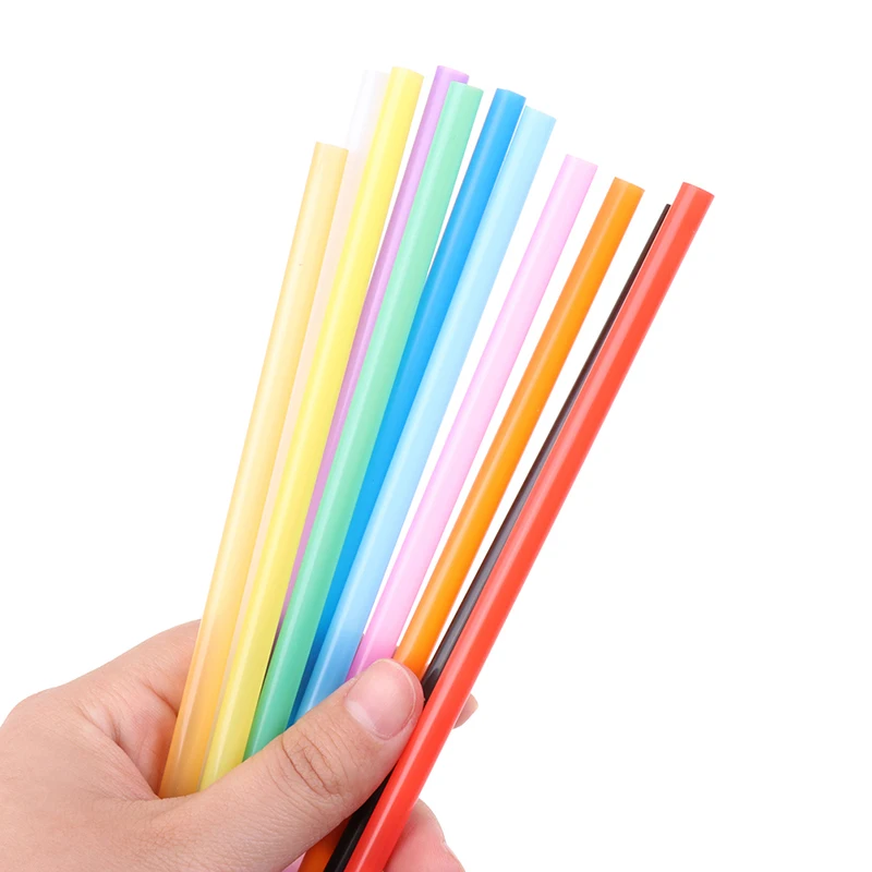 100 Pieces 6*260mm Plastic Straws Drink Juice Straws Children\'s DIY Handmade Flat Mouth Straight Tube Straws