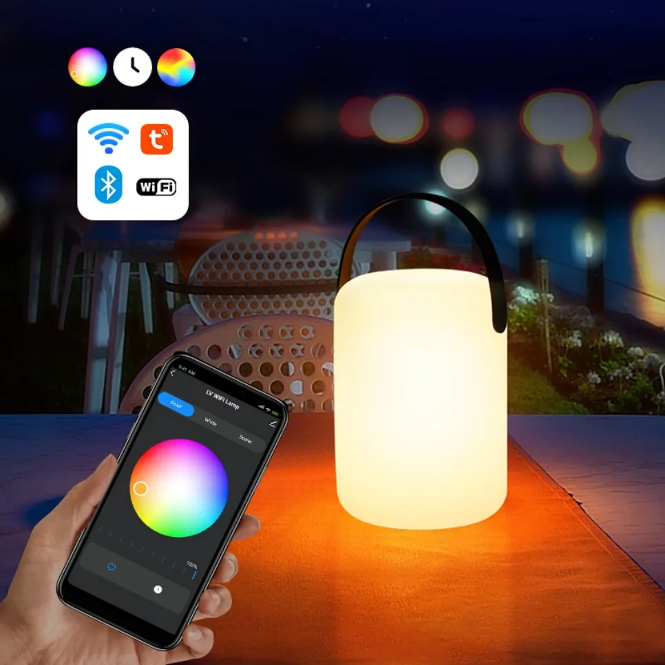 투야 지능형 리모컨 RGB LED 야외 방수 무선 테이블 램프, 캠핑 USB 충전, 휴대용 장식, 16 색
