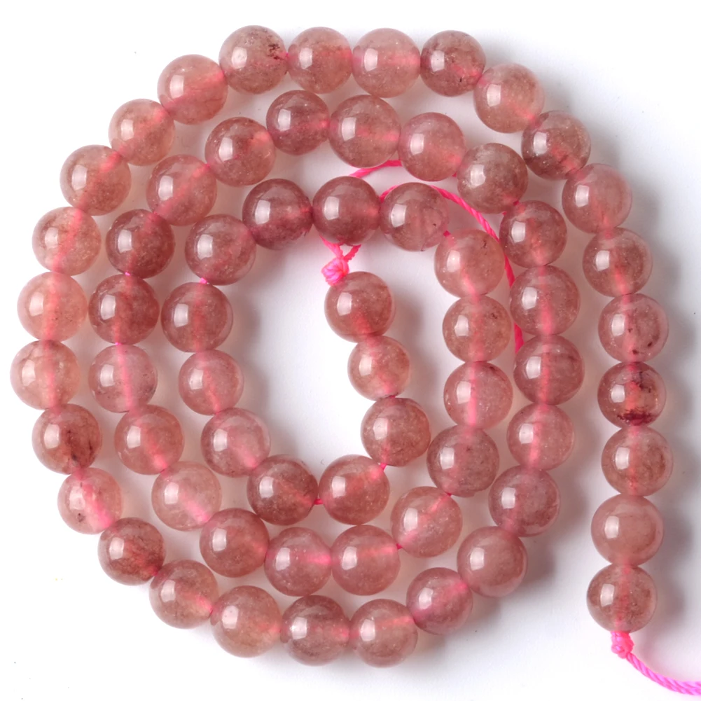 Naturstein Perlen Erdbeere Kristall Quartzs Jades Für Schmuck Machen Runde Lose Perlen Diy Zubehör Armband 6-10mm 15 zoll