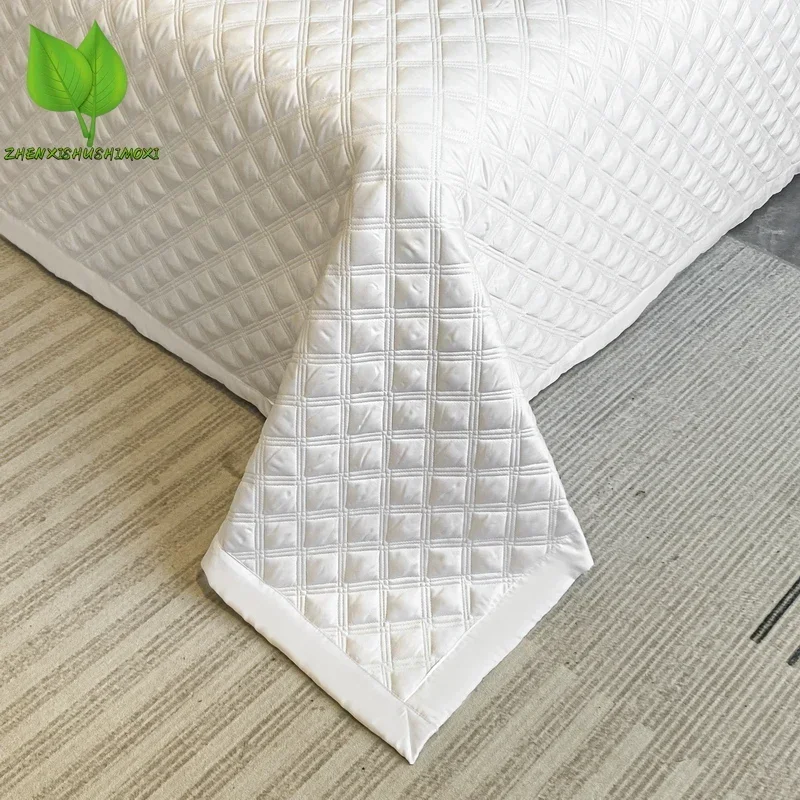 150x230 White Bedspread On The Bed 침대커버 Quilted Bedsheet Simple Style Bed Cover Queen Size Colchas 1pc(Pillowcase Need Order)
