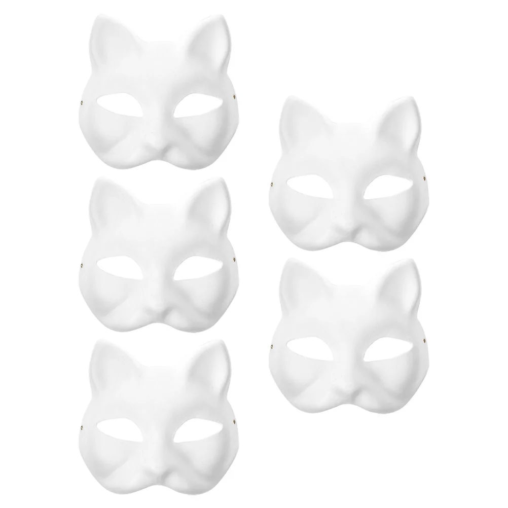 

10/6/5/3pcs Masquerade Cat Face Masks DIY Party Masks Props Paintable Blank Masks Party Cosplay Accessories