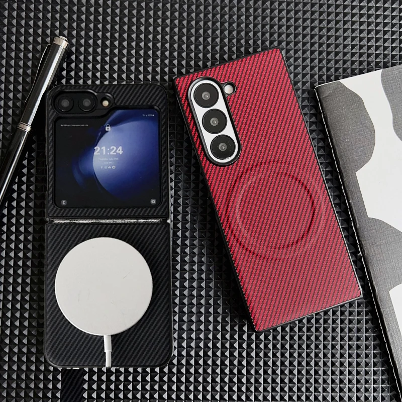 Magsafe Magnetic Phone Case with Hard PC & Carbon Fiber Texture Cover