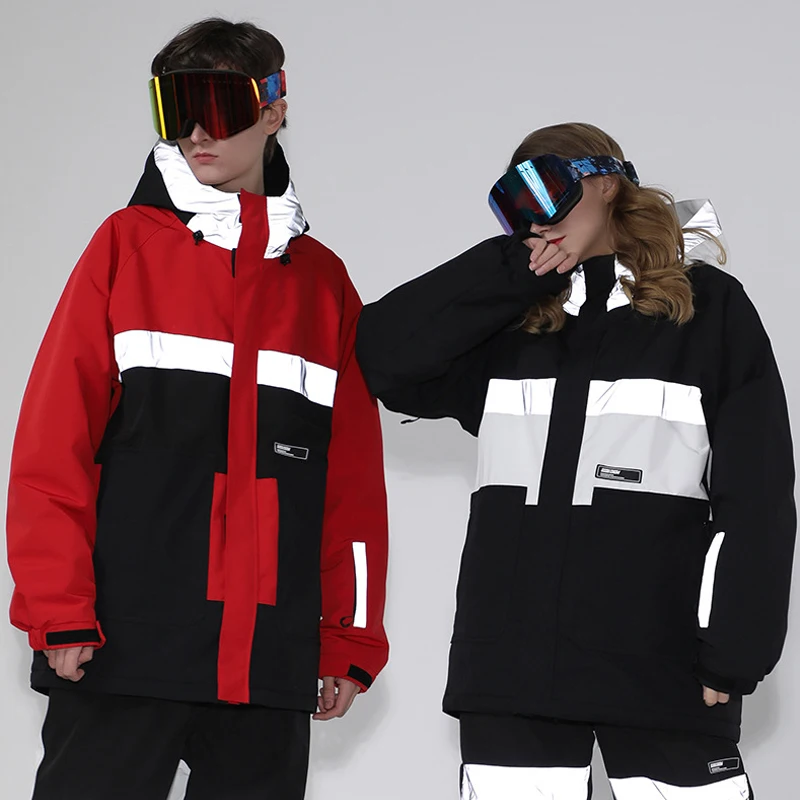 

Winter Sport Snow Jacket Men Outdoor Warm Man Ski Coats Woman Reflective Hooded Snowboard Female Outerwear Windproof Tracksuit