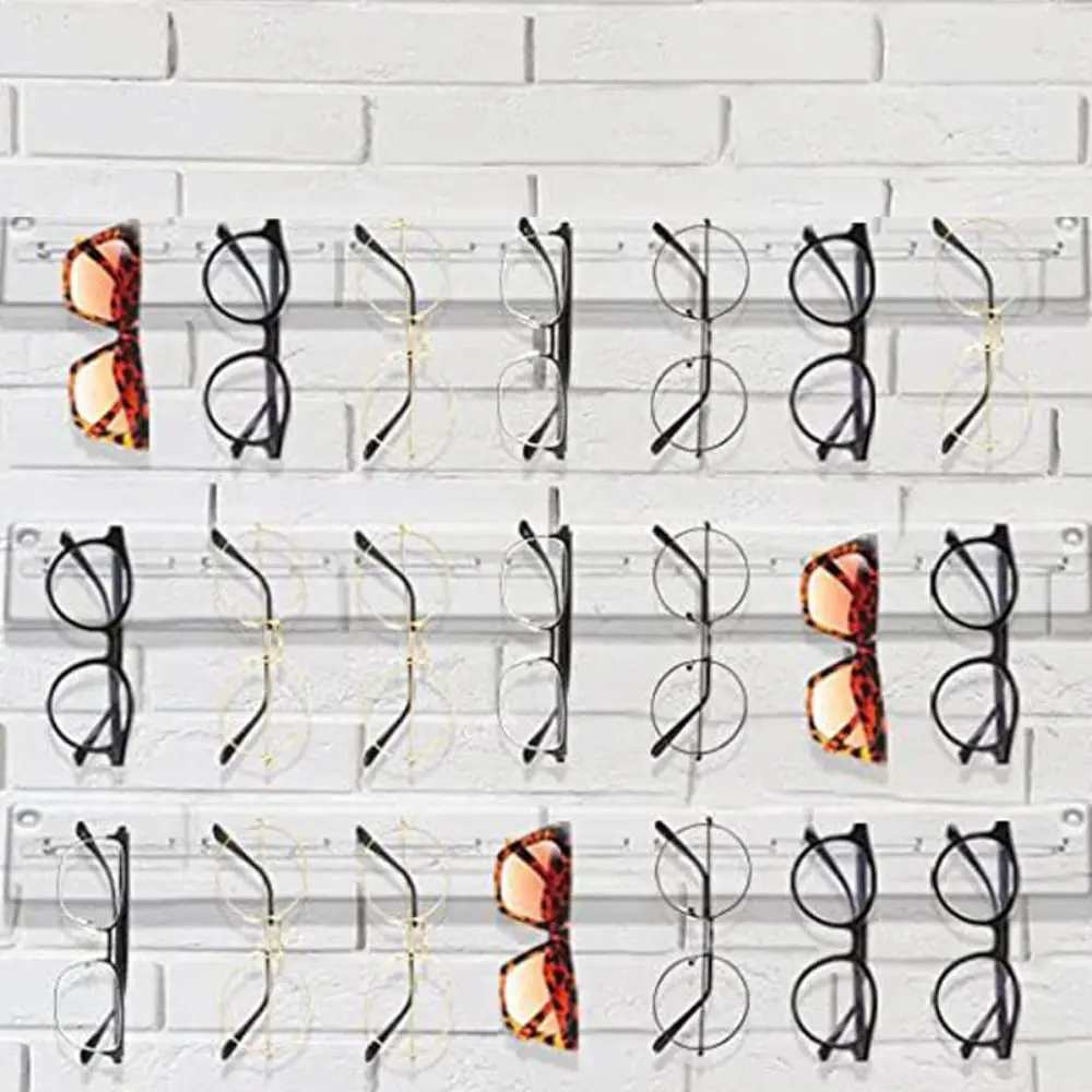 

Acrylic Eyewear Display Rack Durable 7 Holes Wall Mounted Sunglasses Display Hanger Transparent Sunglasses Display Shelf Home