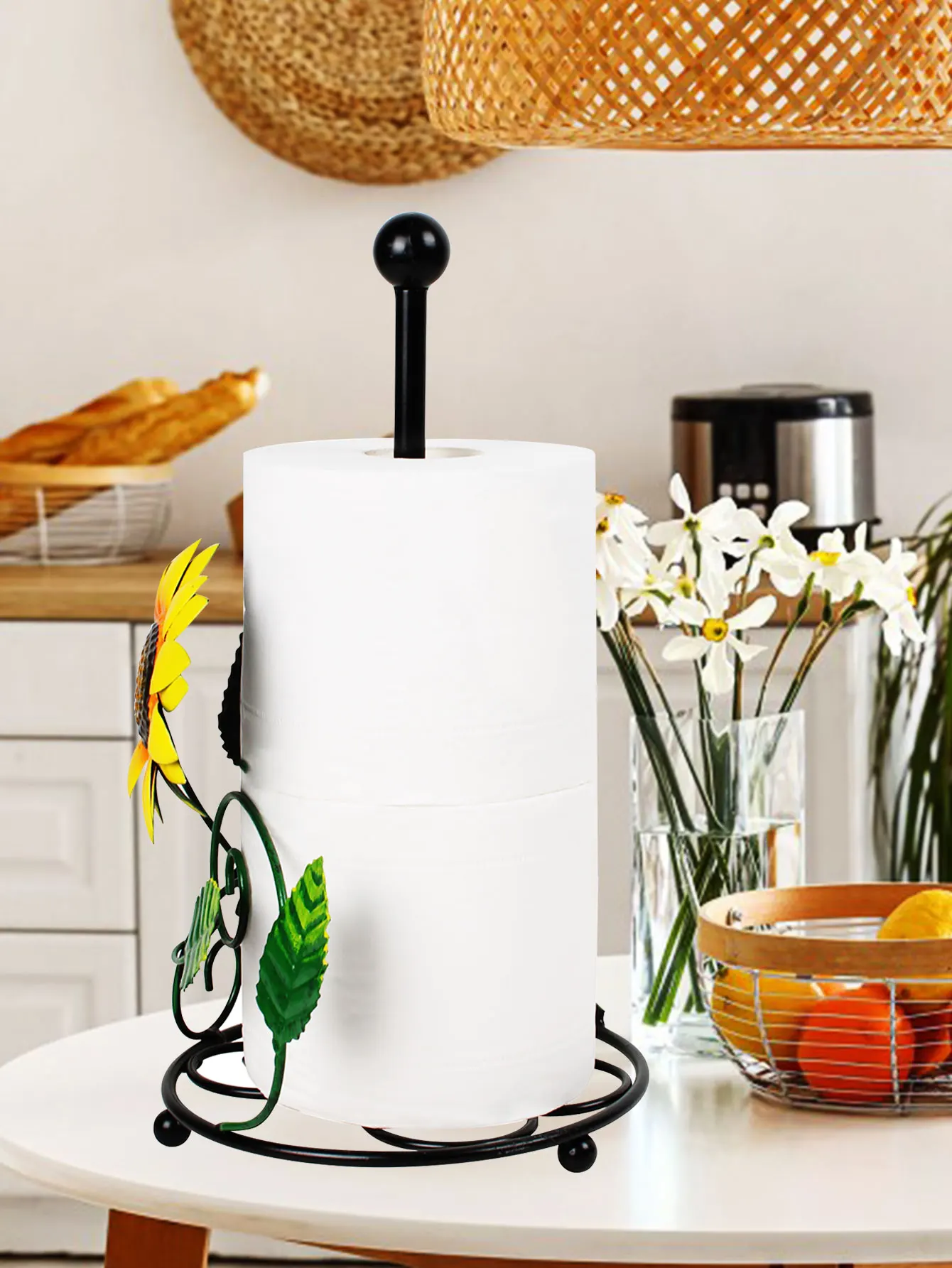Sunflower Kitchen Tissue Rack Creative Home Storage Rack Roll Paper Rack Storage Rack Cling Film Fresh Keeping Bag Storage Rack 5