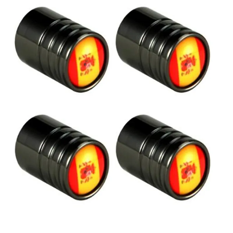 4pcs/lot Car Style Spain Flag Car Wheel Tyre Tire Stem Air Valve Cap Airtight Cover For Decoration Cars Accessories