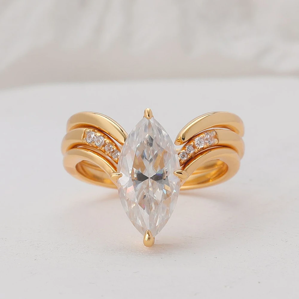 MOISSANITE ゴールドリング 18K RGP印刻 Moissanite Ring 18k Gold 925 Silver for Men Women 1ct