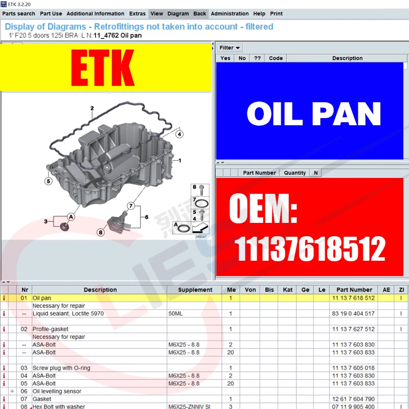    11137618512, BMW F20 F30 F10 X1 Z4 125i 320i 520i N20