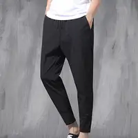 Good Pencil Pants Soft Fabric Men Ninth Pants Drawstring Simple Loose Type Multi Pockets Summer Trousers 4