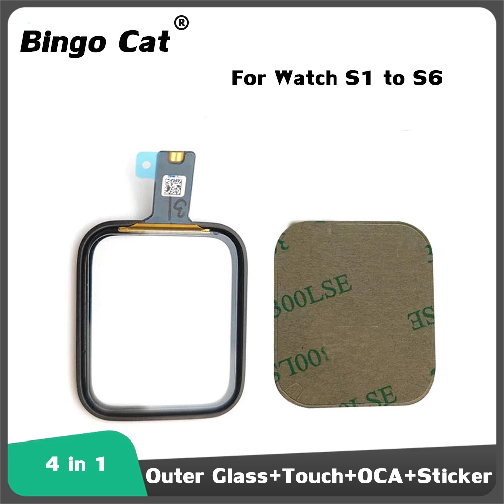 

5pcs Touch Screen Digitizer + Frame Sticker For Apple Watch Series 6 5 S6 S5 S4 SE 44mm 40mm LCD Front Glass Sensor Outer Panel
