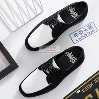 Double Colors Popping Leather Shoes Handcrafted Cowhide Men Black White Shoes Locking Street Dance Antique Funky Hip Hop Shoe 2