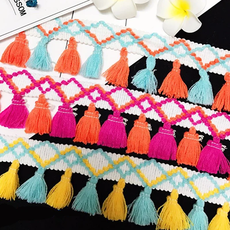 1Yard Tassel Lace Trim Tassel Fringe Lace Curtain Embroidery Tassels Garment Ribbon for Wedding DIY Craft Sewing Accessorie