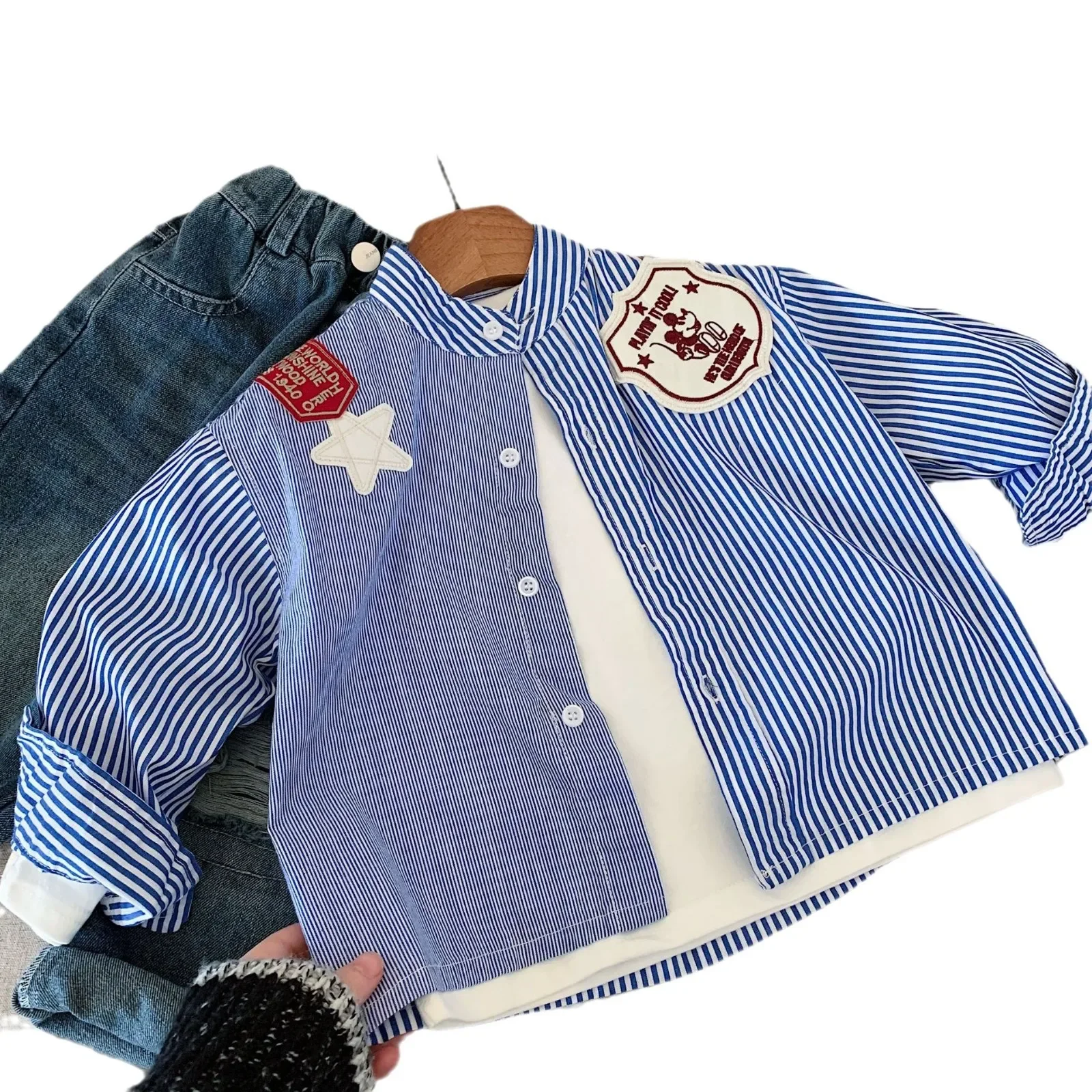 Children's Long Sleeve Striped Shirt New Spring Candy Pattern Boys' Clothing Korean Style Kids' Apparel