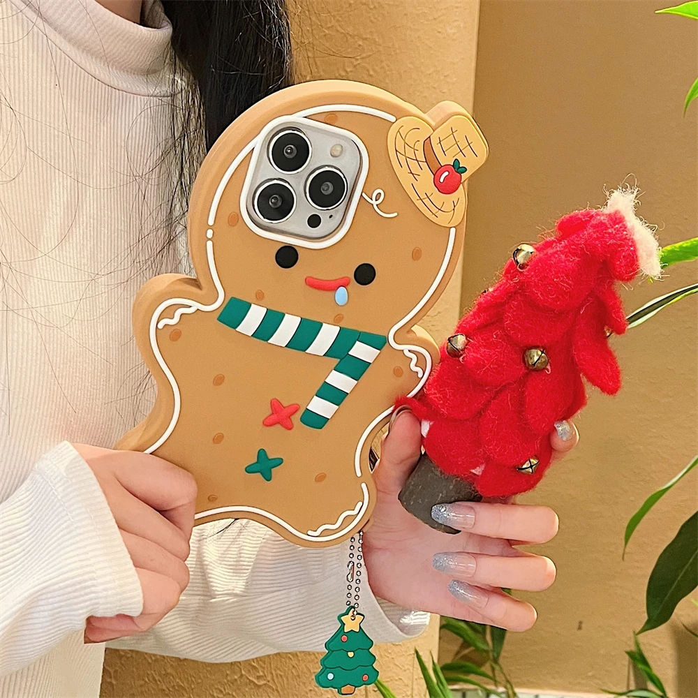 Japan cute 3D hat scarf gingerbread man Christmas tree pendant