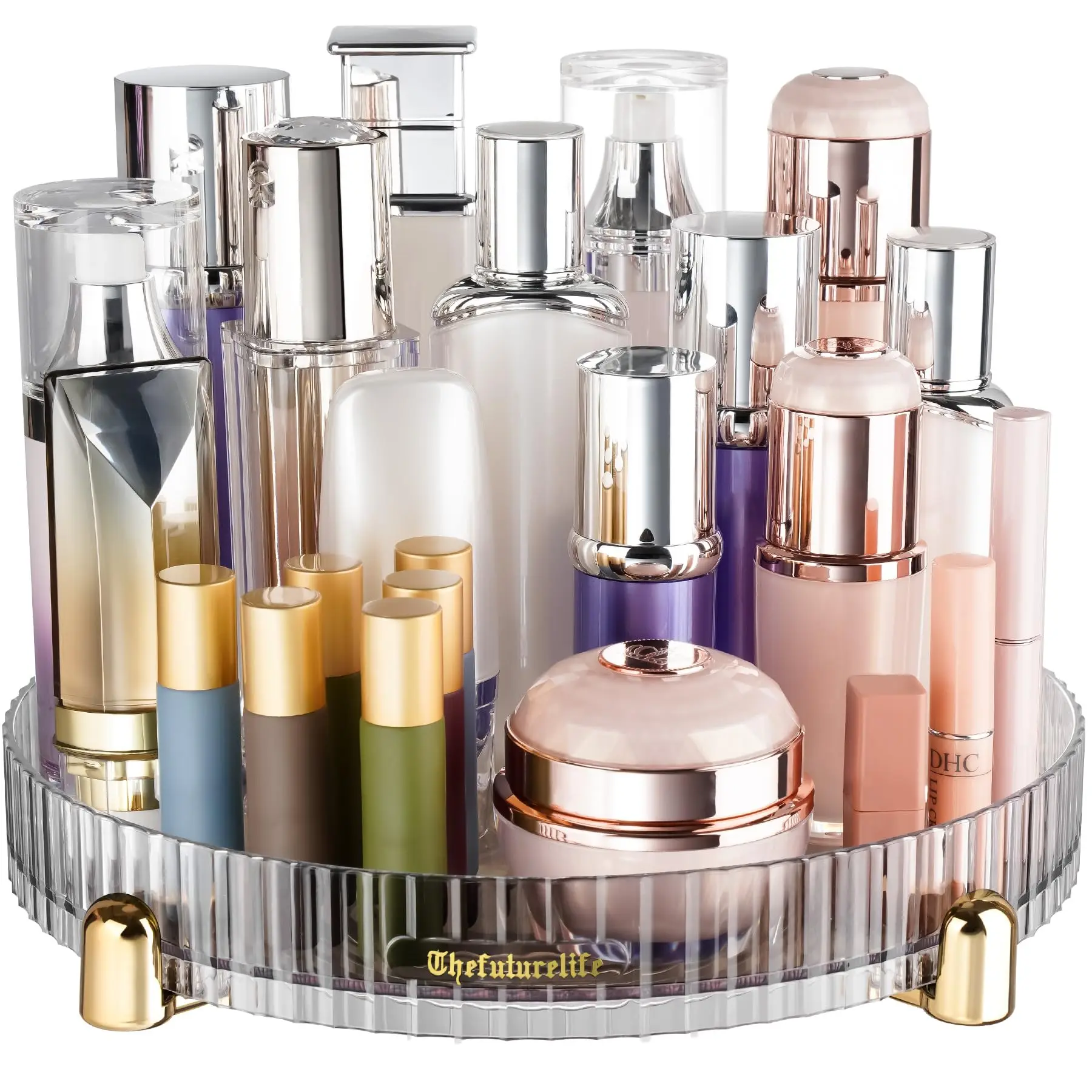 Organisateur Rotatif 360° Pour Pinceaux De Maquillage Avec Couvercle - Boîte Rangement Cosmétiques Pour Coiffeuse Et Salle De Bain