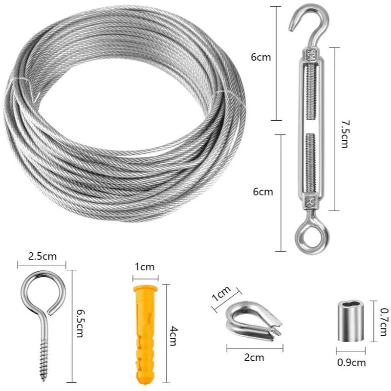 Kit Fune Metallica 25m Acciaio Inox - Cavo Rivestito Per Giardino E Fai-da-te