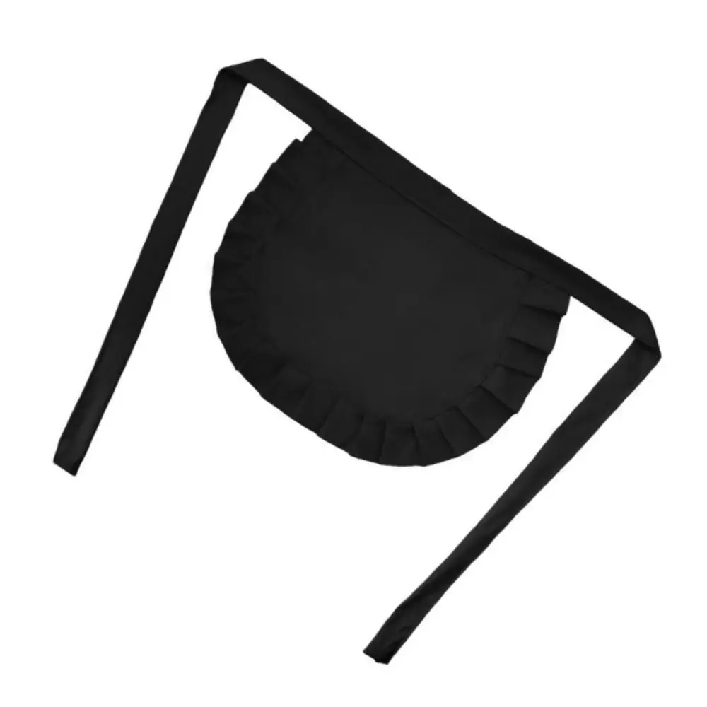 Polyester Black White Maid Style Waist Apron for Cooking Cosplay
