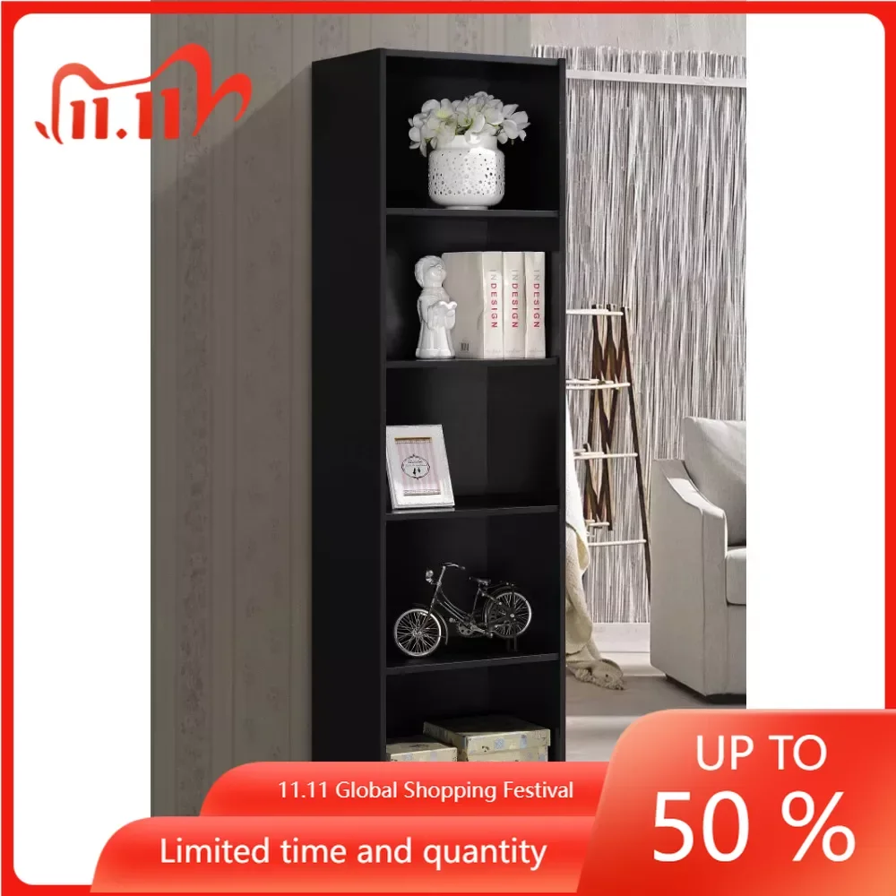

Shelving for Books Black Crack Shelves Furniture Organizer Room 5-Shelf Bookcase Bookshelves Booksellers Library Book Storage