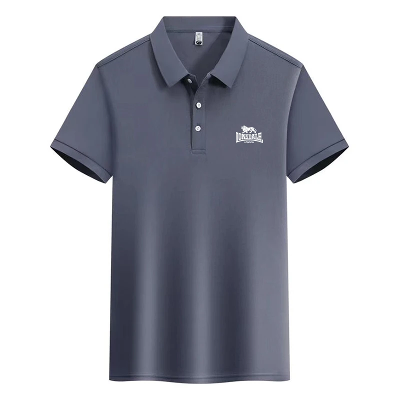 

Мужская рубашка-поло Lonsdale, Повседневная рубашка-поло с коротким рукавом, с принтом, в деловом стиле, для весны и лета, 2024