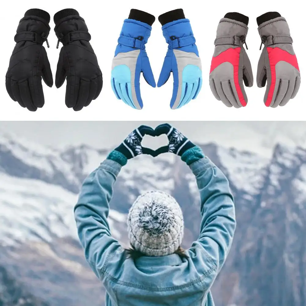 

1 Pair Knitted Fabric Ski Gloves Soft Fleece Cold-Proof Windproof Skiing Gloves Skiing Supplies Outdoor For Kids