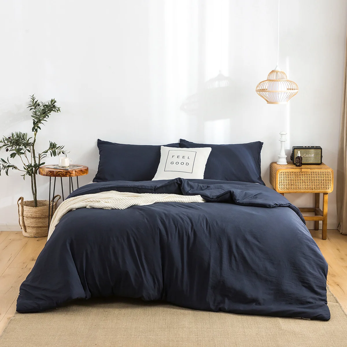 

Bedding Comforter Twin sets Ultra-Soft Cozy Lightweight All Season Dark Navy Blue Cotton Fabric And Pillow Sham