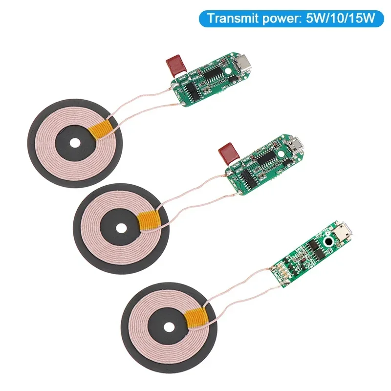Universal Wireless Charger Transmitter Module with Metal Circuit Board and Coil, Micro/Type-C Port