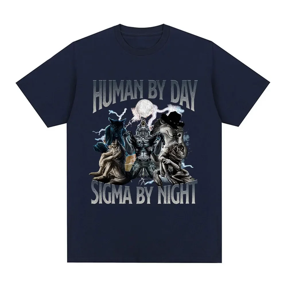 Human By Day, Wolf By Night - Funny Oversized Graphic T-Shirt