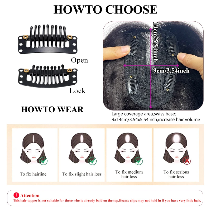 25 سنتيمتر أسود بني داكن امرأة 100% الشعر البشري 9...