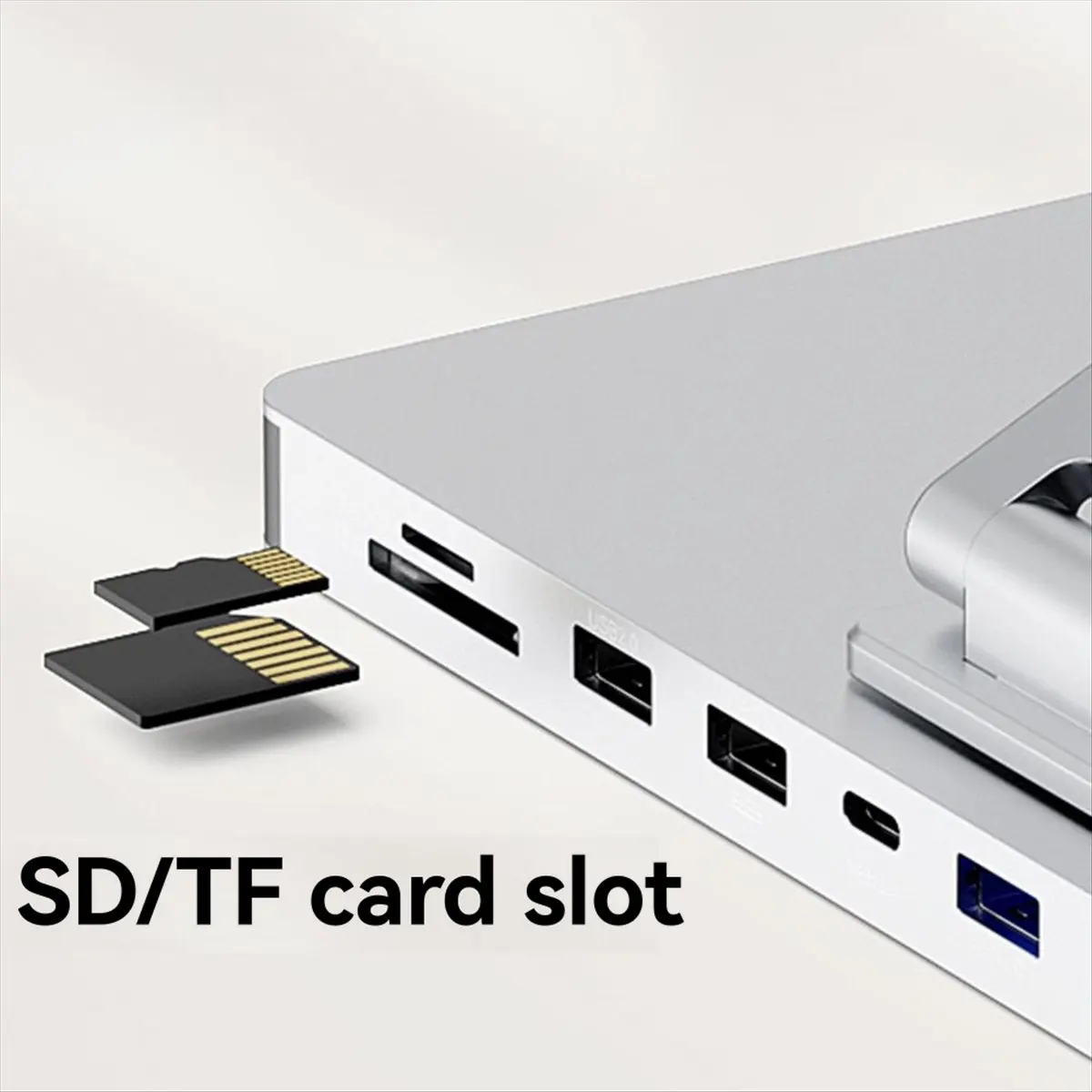 A49T 360 °   회전식 10포트 도킹 스테이션, USB 허브, 카드 리더, RJ45 포트 포함, 노트북용 접이식 범용 브래킷 홀더